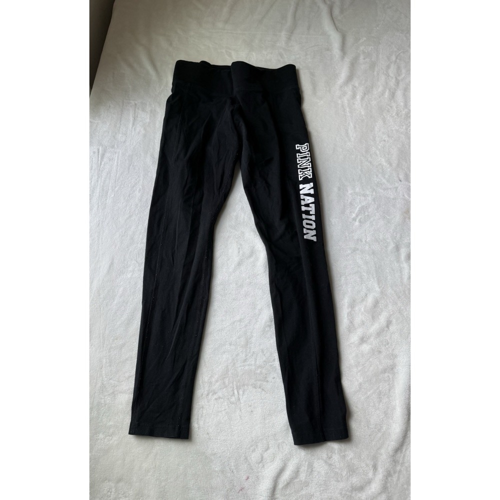 VICTORIA SECRET PINK NATION YOGA JOGGERS WOMENS SIZE SMALL BLACK